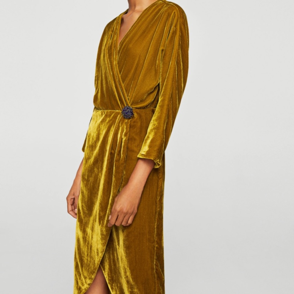 Mango Velvet Wrap Dress - Sz S